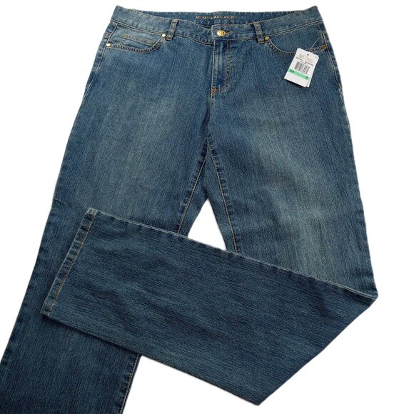 Michael Kors Women's Straight Leg Jeans Size 8 Medium Wash Mid Rise Stretch - Picture 1 of 9